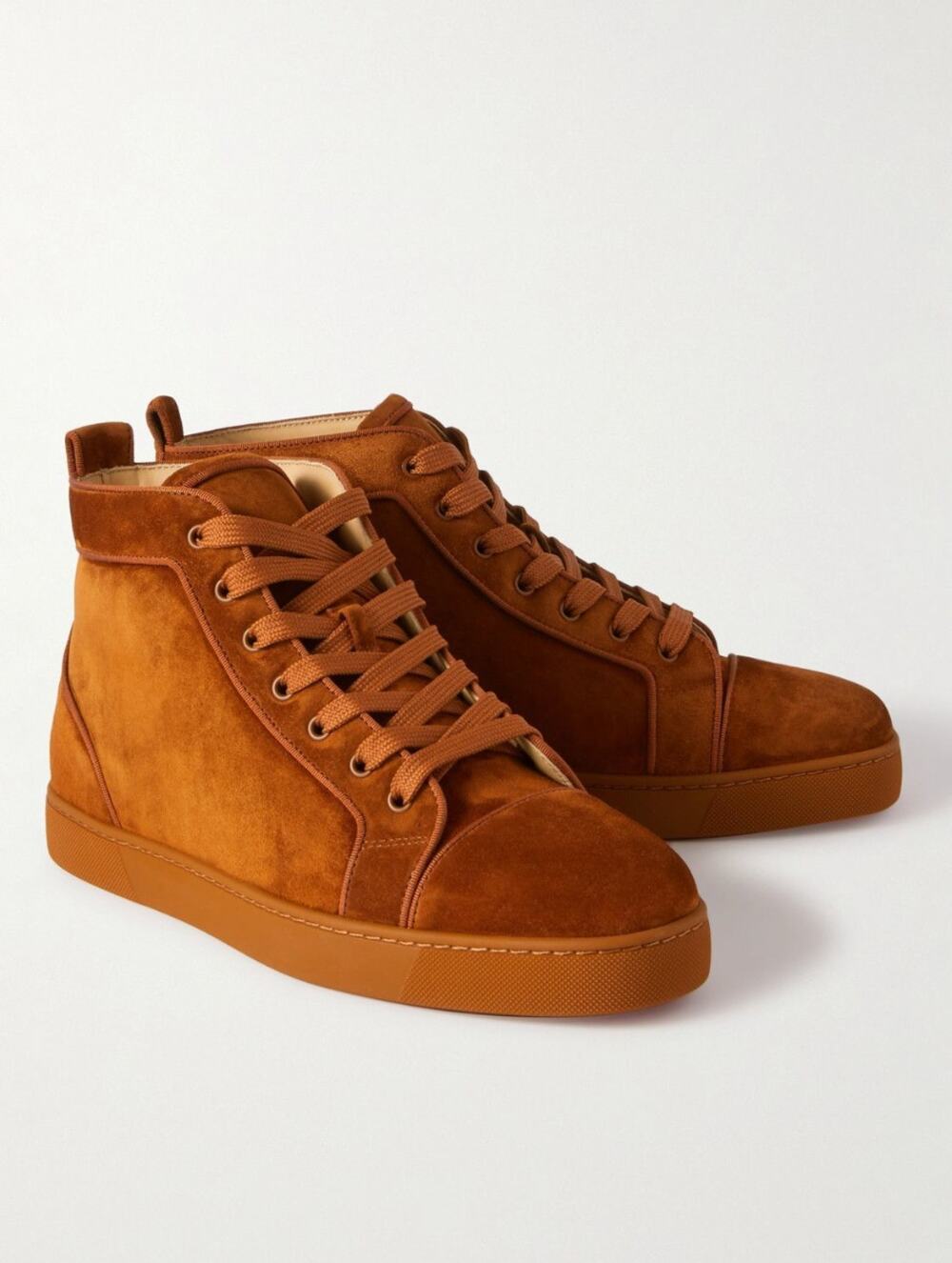 CHRISTIAN LOUBOUTIN Louis Orlato Suede High Sneakers Brown Sz 45.5/US 12.5 $895